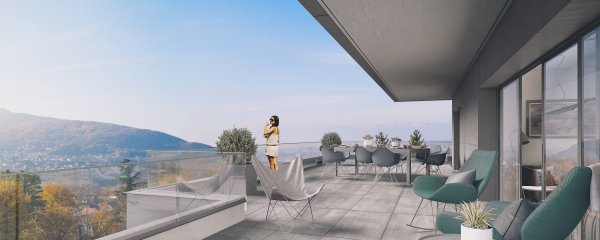 Vue terrasse appartement neuf - L'éminence